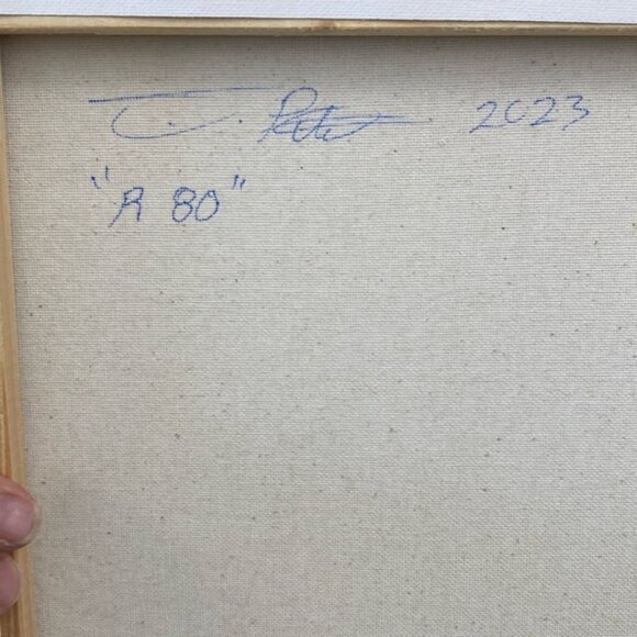 Original Painting Blue Purple Trippy Retro 80s Design 12”x12” Wall Decor - Picture 9 of 11